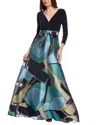 Teri Jon By Rickie Freeman Printed Maxi Dress In Black