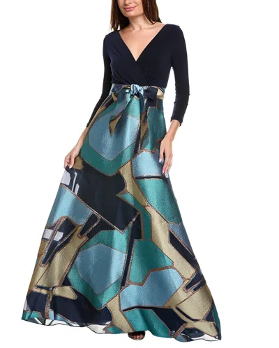 Teri Jon By Rickie Freeman Printed Maxi Dress In Multi