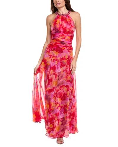 Teri Jon By Rickie Freeman Printed Maxi Dress In Multi