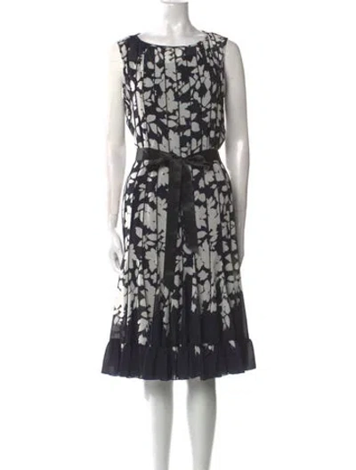 Pre-owned Teri Jon Printed Midi Length Dress In Blue