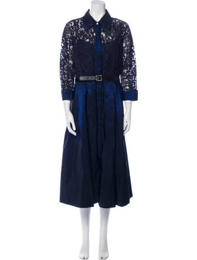 Pre-owned Teri Jon Printed Midi Length Dress In Blue