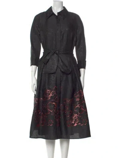 Pre-owned Teri Jon Printed Midi Length Dress In Multi