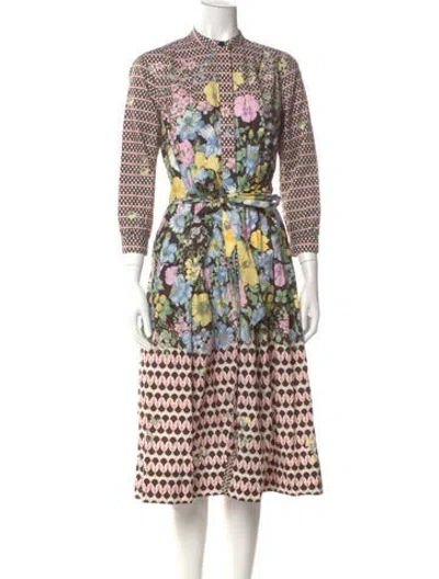 Pre-owned Teri Jon Printed Midi Length Dress In Multi