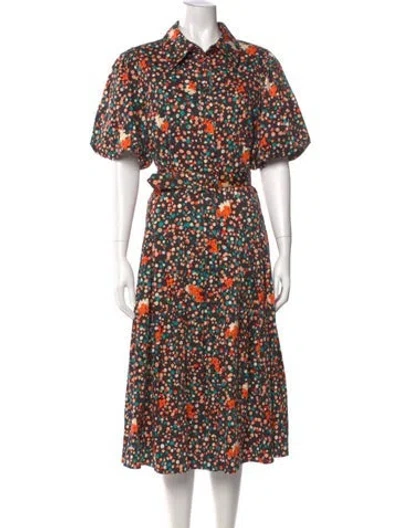 Pre-owned Teri Jon Printed Midi Length Dress In Multi