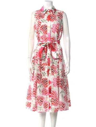Pre-owned Teri Jon Printed Midi Length Dress In Pink