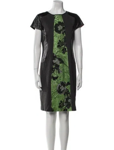 Pre-owned Teri Jon Printed Mini Dress In Black