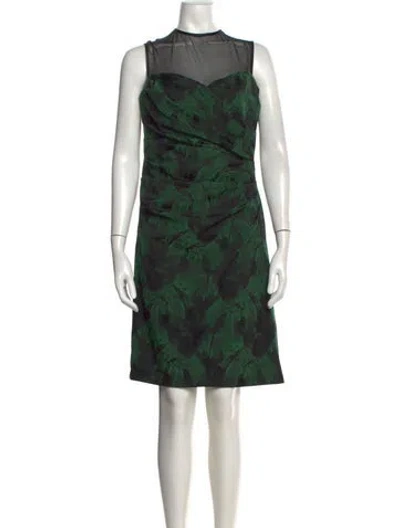 Pre-owned Teri Jon Printed Mini Dress In Green