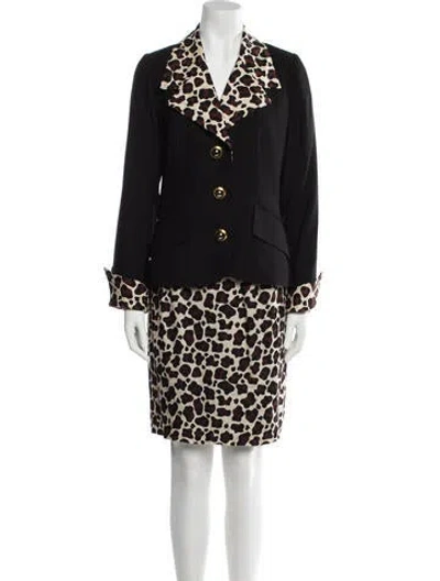 Pre-owned Teri Jon Printed Skirt Suit In Black