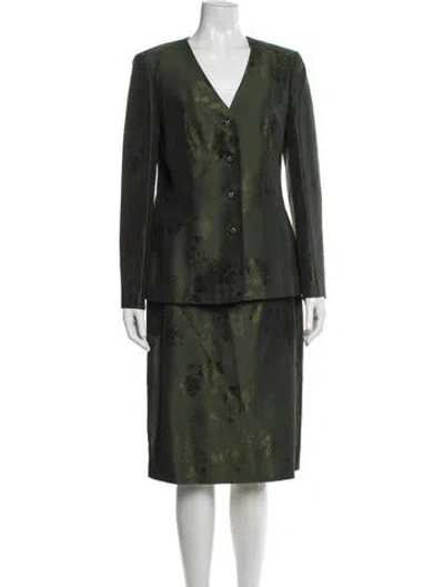 Pre-owned Teri Jon Printed Skirt Suit In Black