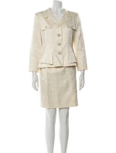 Pre-owned Teri Jon Printed Skirt Suit In Neutral