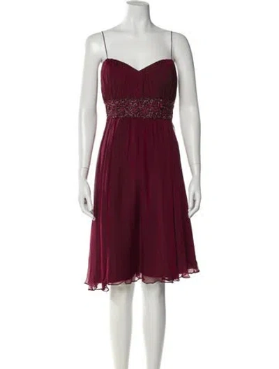 Pre-owned Teri Jon Satin Knee-length Dress In Red