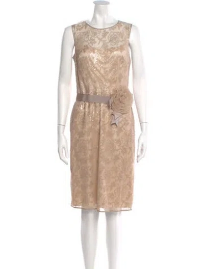 Pre-owned Teri Jon Scoop Neck Knee-length Dress