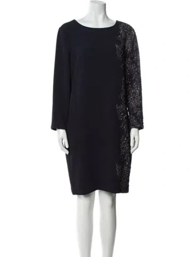 Pre-owned Teri Jon Scoop Neck Knee-length Dress In Blue