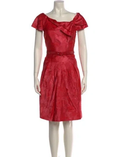Pre-owned Teri Jon Scoop Neck Knee-length Dress In Pink