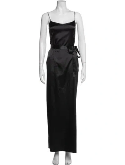 Pre-owned Teri Jon Scoop Neck Long Dress In Black