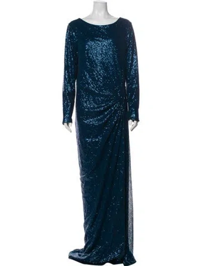 Pre-owned Teri Jon Scoop Neck Long Dress W/ Tags In Blue