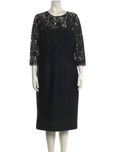 Pre-owned Teri Jon Scoop Neck Midi Length Dress In Black