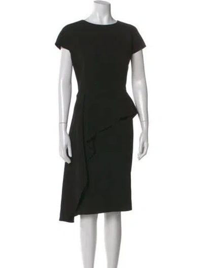 Pre-owned Teri Jon Scoop Neck Midi Length Dress In Black