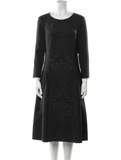 Pre-owned Teri Jon Scoop Neck Midi Length Dress In Gray