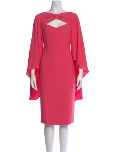 Pre-owned Teri Jon Scoop Neck Midi Length Dress W/ Tags In Pink