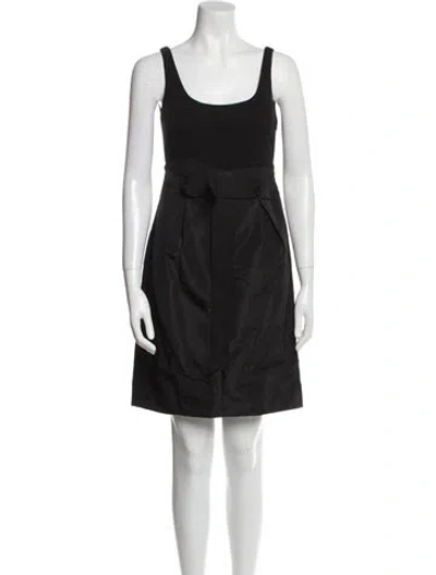 Pre-owned Teri Jon Scoop Neck Mini Dress In Black