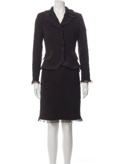 Pre-owned Teri Jon Sequin Lace Pattern Skirt Set In Black