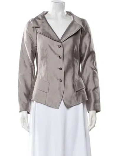Pre-owned Teri Jon Silk Blazer In Gray