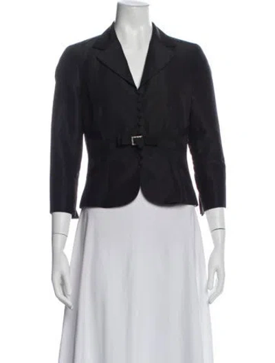 Pre-owned Teri Jon Silk Blazer In Gray