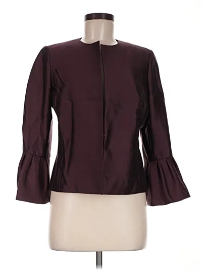 Pre-owned Teri Jon Silk Cardigan Sweater In Burgundy