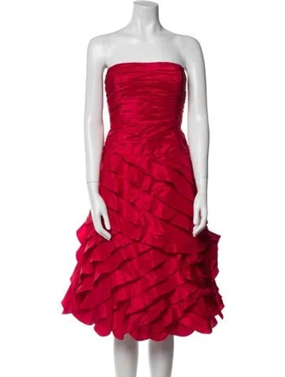 Pre-owned Teri Jon Silk Cocktail Dress In Red