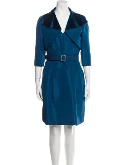 Pre-owned Teri Jon Silk Dress Set In Blue