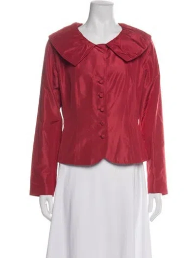 Pre-owned Teri Jon Silk Evening Jacket In Red