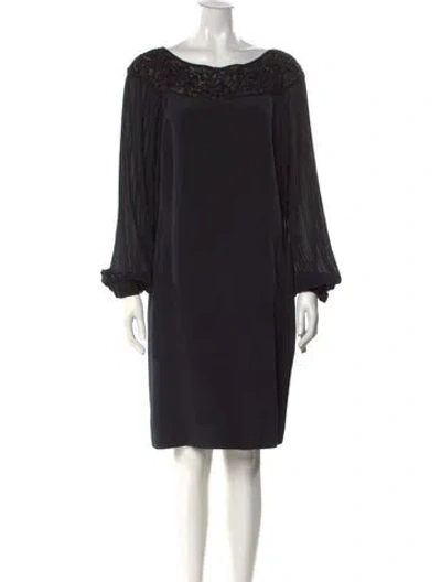 Pre-owned Teri Jon Silk Knee-length Dress In Black