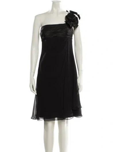 Pre-owned Teri Jon Silk Knee-length Dress In Black