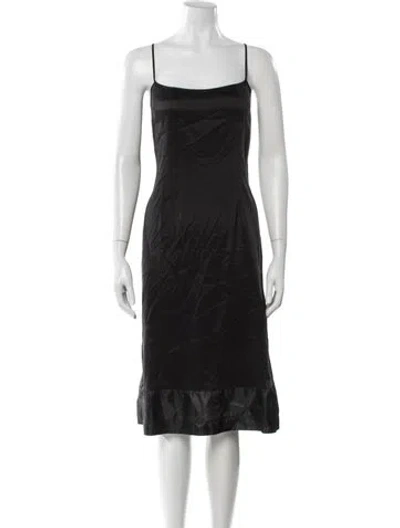 Pre-owned Teri Jon Silk Knee-length Dress In Black