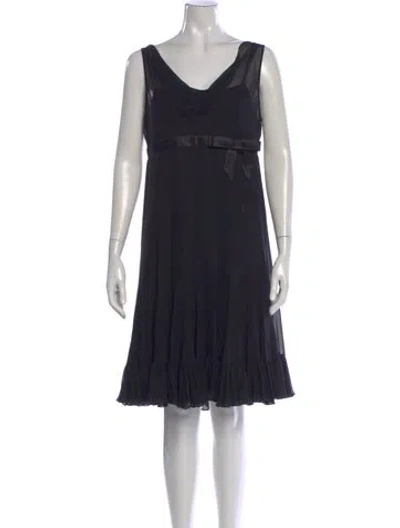 Pre-owned Teri Jon Silk Knee-length Dress In Black
