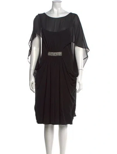 Pre-owned Teri Jon Silk Knee-length Dress In Black