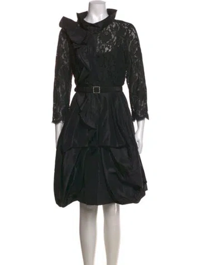 Pre-owned Teri Jon Silk Knee-length Dress In Black