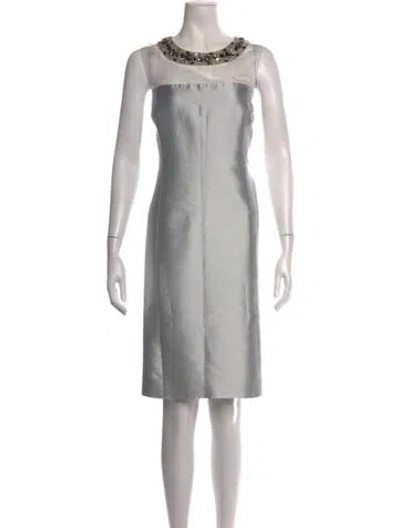 Pre-owned Teri Jon Silk Knee-length Dress In Black/white