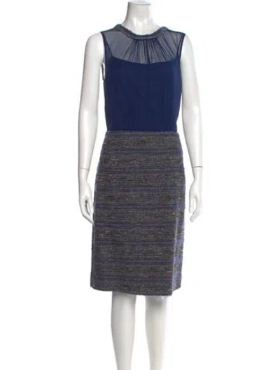 Pre-owned Teri Jon Silk Knee-length Dress In Blue