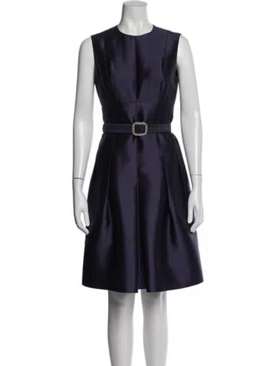 Pre-owned Teri Jon Silk Knee-length Dress In Blue
