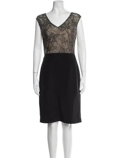 Pre-owned Teri Jon Silk Knee-length Dress In Blue
