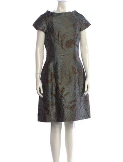 Pre-owned Teri Jon Silk Knee-length Dress In Brown
