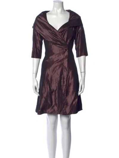 Pre-owned Teri Jon Silk Knee-length Dress In Multicolor
