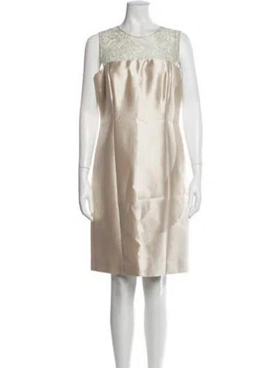 Pre-owned Teri Jon Silk Knee-length Dress In Neutral