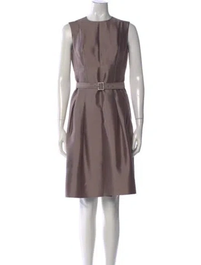 Pre-owned Teri Jon Silk Knee-length Dress In Neutral