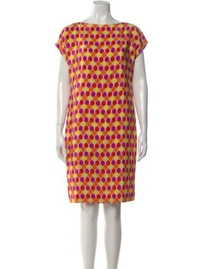Pre-owned Teri Jon Silk Knee-length Dress In Orange