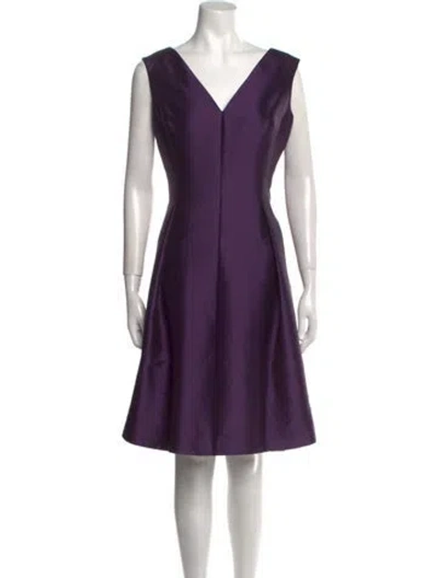 Pre-owned Teri Jon Silk Knee-length Dress In Purple
