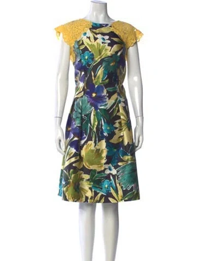 Pre-owned Teri Jon Silk Knee-length Dress In Purple