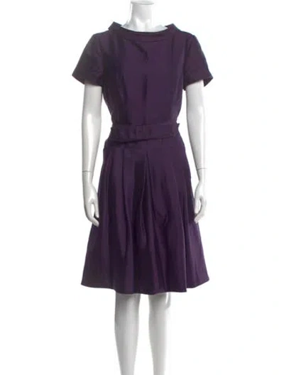 Pre-owned Teri Jon Silk Knee-length Dress In Purple